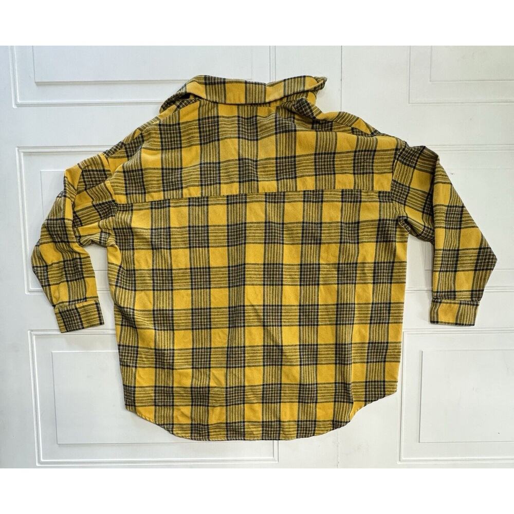 Anthropologie Paper Crane Womens OS Oversized Shirt Yellow Plaid Top Long Sleeve - Picture 4 of 6
